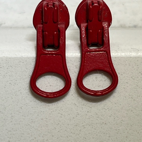 Zipper Stud Earrings made with solid 925 sterling silver posts. - Picture 2 of 5